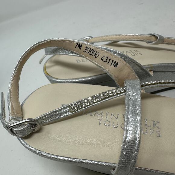 Benjamin Walk Touch Ups Wedge Heeled Sandals Womens Sz 7 Silver Rhinestones - Picture 5 of 8